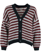 Laden Sie das Bild in den Galerie-Viewer, Strickjacke Danefae, Style: Danefamily Alpaca Cardigan, Farbe: Merlot/Lt Blue Grey *New in*