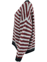 Laden Sie das Bild in den Galerie-Viewer, Strickjacke Danefae, Style: Danefamily Alpaca Cardigan, Farbe: Merlot/Lt Blue Grey *New in*