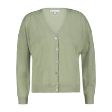 Laden Sie das Bild in den Galerie-Viewer, Strickjacke Red Button, Style: Cardigan fine knit, Farbe: Tea Green *Sale*