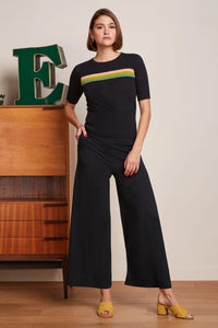 Hose King Louie, Style: Border Palazzo Cropped Pants Milano, Farbe: black, *New in*