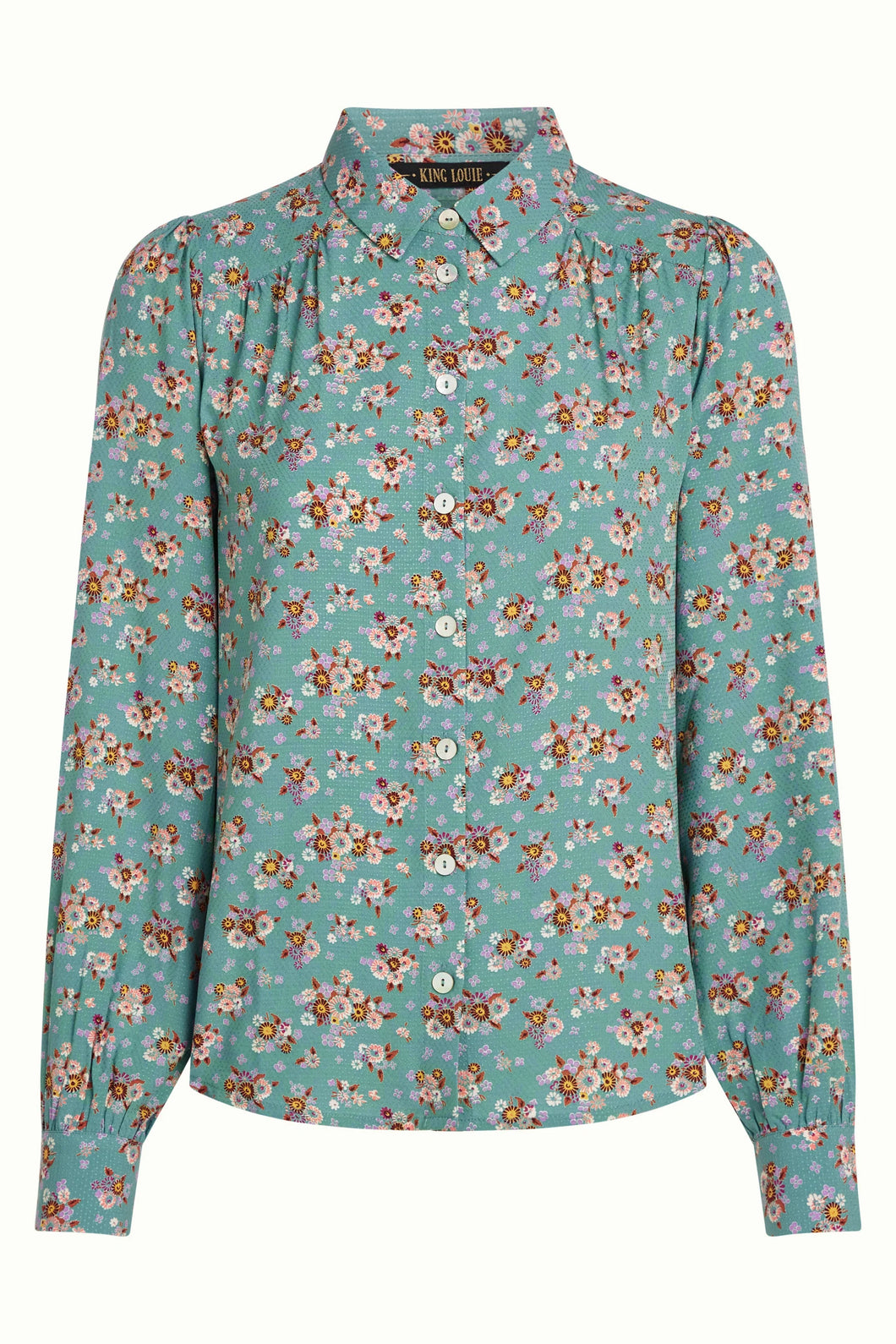 Bluse King Louie, Style: Carina Blouse Revel, Farbe: Silver Green - Revel *New in*