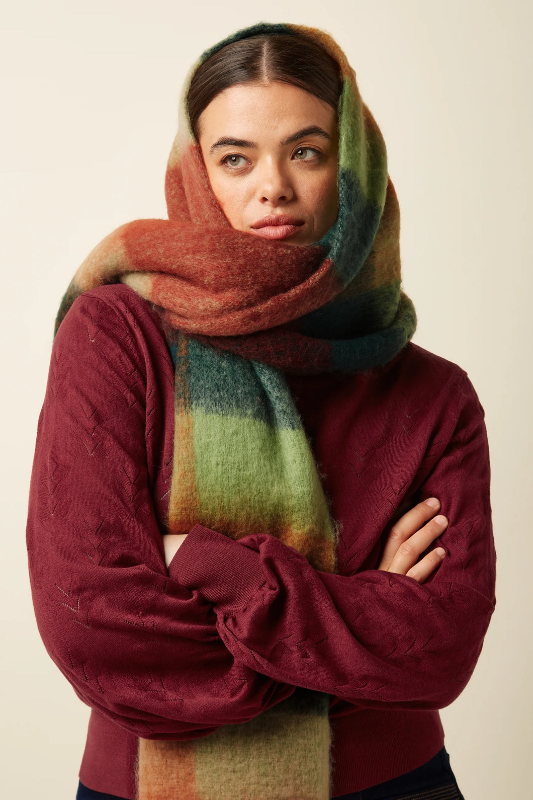 Schal King Louie, Style: Check Scarf Multi, Farbe: Pine Green, *New in*
