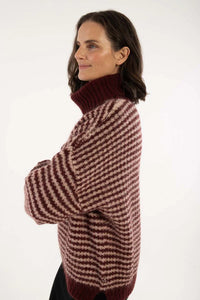 Pullover Danefae, Style: Danecaring Alpaca Rollneck Sweater, Farbe: Merlot/Powder *New in*