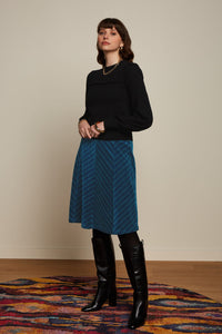 Rock King Louie, Style: Juno Skirt Moda Stripe, Farbe: 305 – Lapis Blue, *New in*
