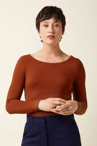 Shirt King Louie, Style: Lili Tee Uni Rip, Farbe: 517-Spicy Brown , *New in*