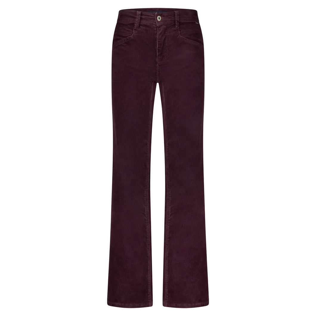 Hose Red Button, Style: Bibette W10 Cord L32, Farbe: Aubergine *New in*