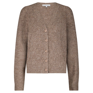 Stickjacke Red Button, Style. Cardigan Ajour, Farbe: Mid Brown, *New in*