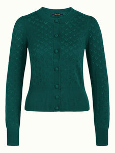 Strickjacke King Louie, Style: Cardi Puff Heart Ajour, Farbe: Dragonfly Green, *New in*